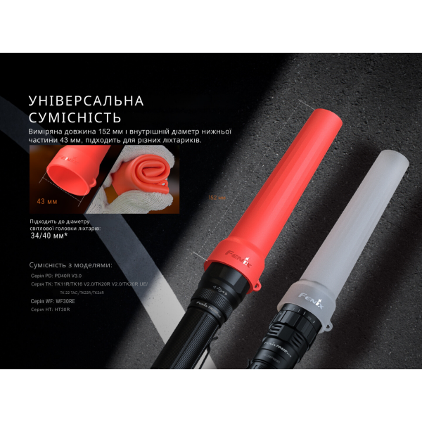 Диффузионный фильтр силиконовый Fenix ​​AOT-04 красный для фонарей серии PD, TK, WF, HT