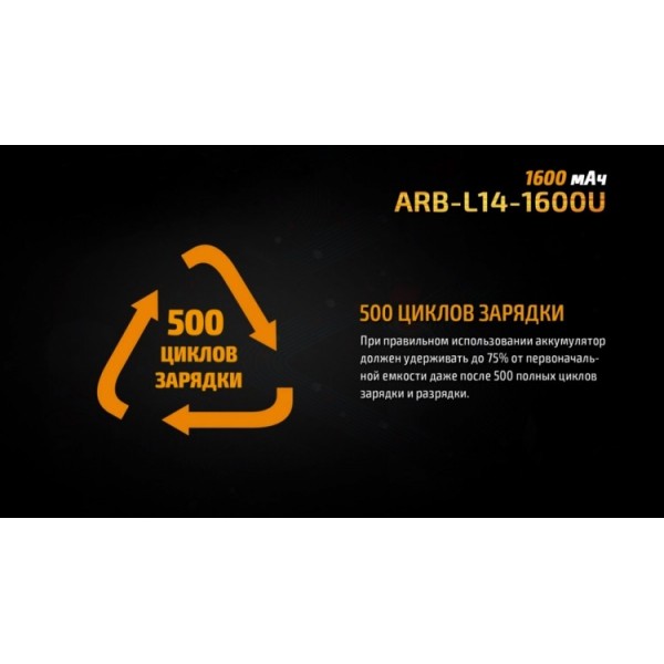 Аккумулятор 14500 Fenix ​​ARB-L14-1600U (1600 mAh), защищенный, с разъемом микро-USB