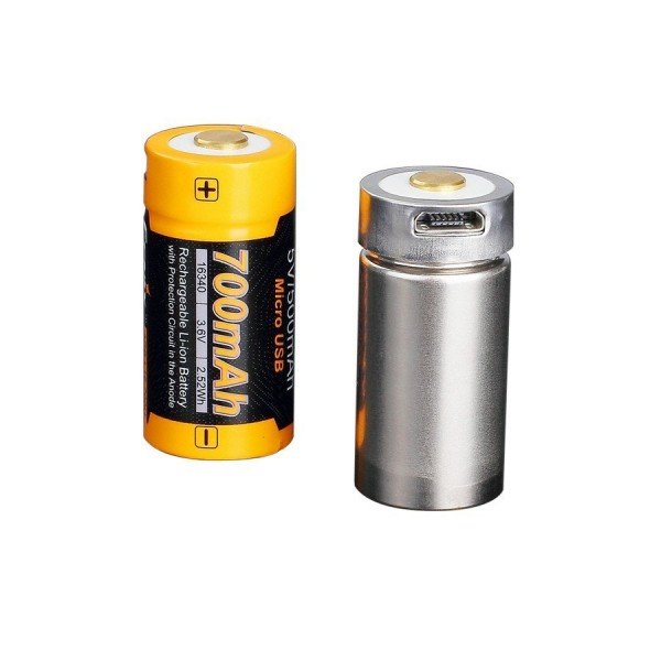 Аккумулятор 16340 Fenix ​​ARB-L16 700U (700mAh), защищенный, с разъемом микро-USB