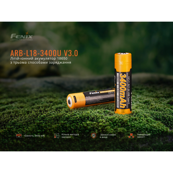 Аккумулятор 18650 Fenix ​​(3400 mAh) Type-C