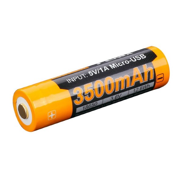 Аккумулятор 18650 Fenix ​​ARB-L18-3500U (3500 mAh), защищенный, встроенный порт зарядки micro-USB