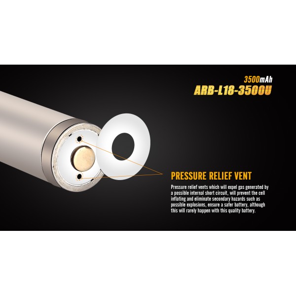 Аккумулятор 18650 Fenix ​​ARB-L18-3500U (3500 mAh), защищенный, встроенный порт зарядки micro-USB