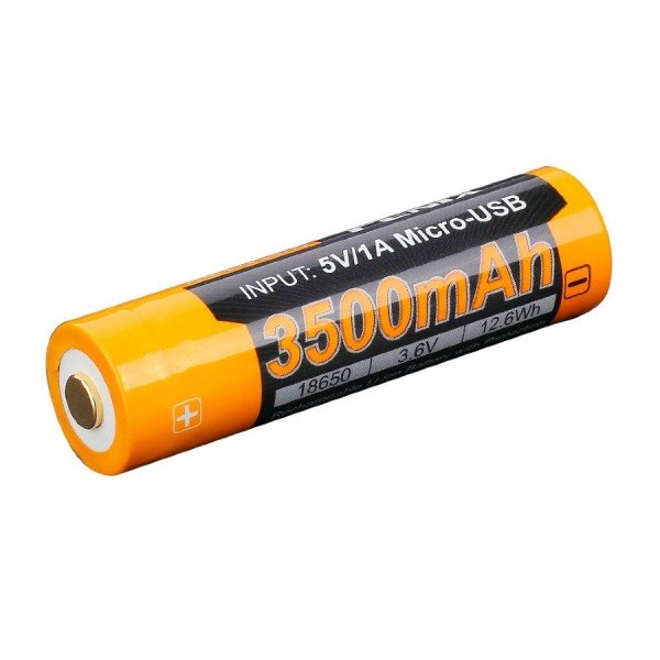 Аккумулятор 18650 Fenix ​​ARB-L18-3500U (3500 mAh), защищенный, встроенный порт зарядки micro-USB