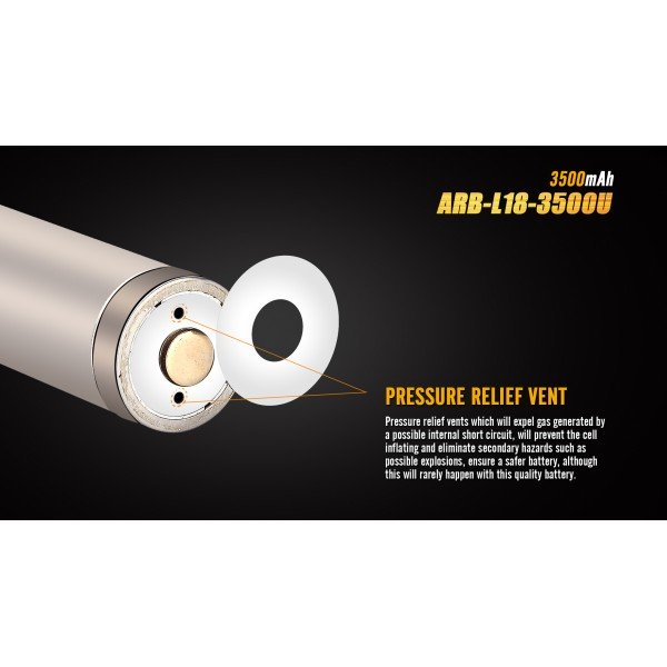 Аккумулятор 18650 Fenix ​​ARB-L18-3500U (3500 mAh), защищенный, встроенный порт зарядки micro-USB