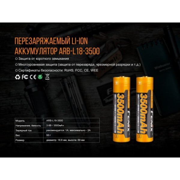Набір: Зарядний пристрій Fenix ARE-X11 з акумулятором 3500 мАг
