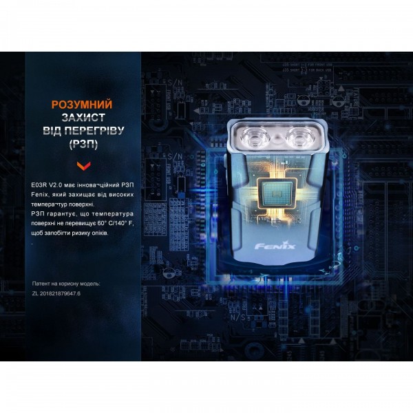 Фонарь наключительный Fenix ​​E03R V2.0, синий 