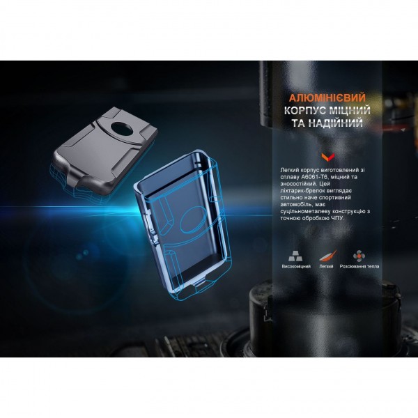 Ліхтар наключний Fenix E03R V2.0, синій 