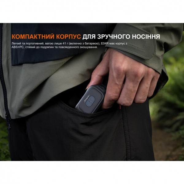 Ліхтар з кліпсою Fenix E04R, білий