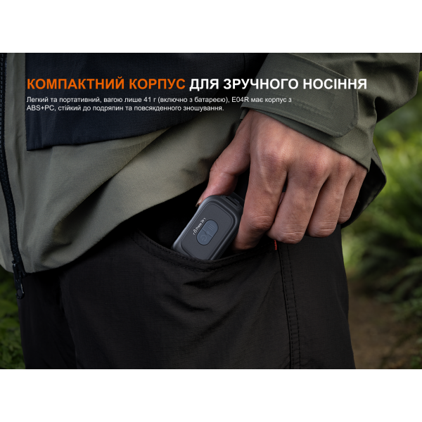 Ліхтар з кліпсою Fenix E04R, білий