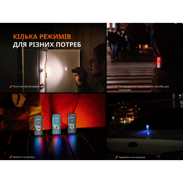 Ліхтар наключний Fenix E06R, чорно-коричневий | Лімітована серія