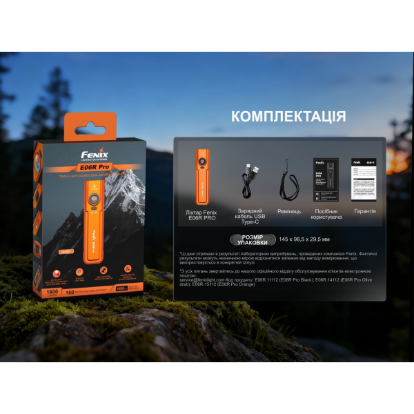 Фонарь наключительный Fenix ​​E06R PRO, оранжевый