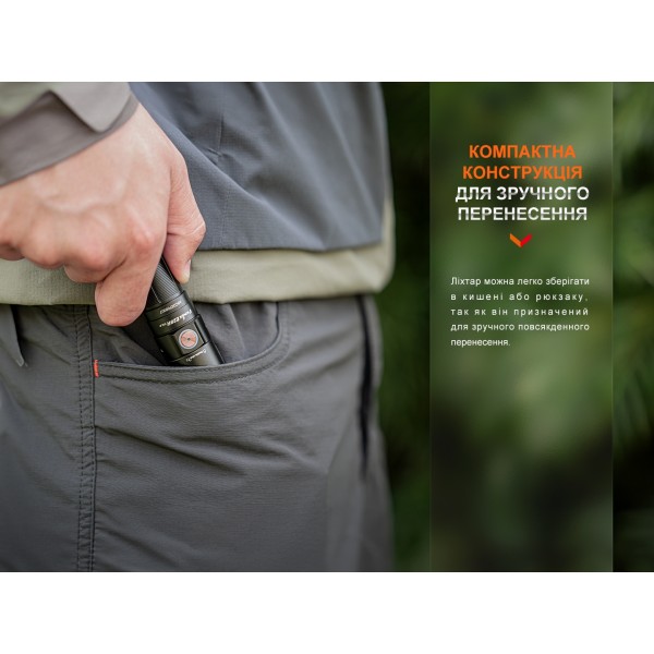 Ліхтар ручний Fenix E28R V2.0 + акумулятор. Fenix 3400 mAh, кабель USB 