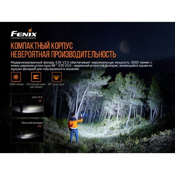 Ліхтар Fenix E35 V3.0 + акумулятор Fenix ARB-L21-5000U + кабель USB