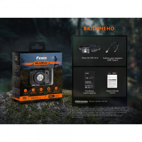 Фонарь налобный Fenix ​​HL12R V2.0 серый
