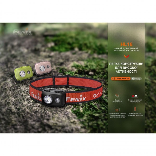 Фонарь налобный Fenix ​​HL16 AAA розовый
