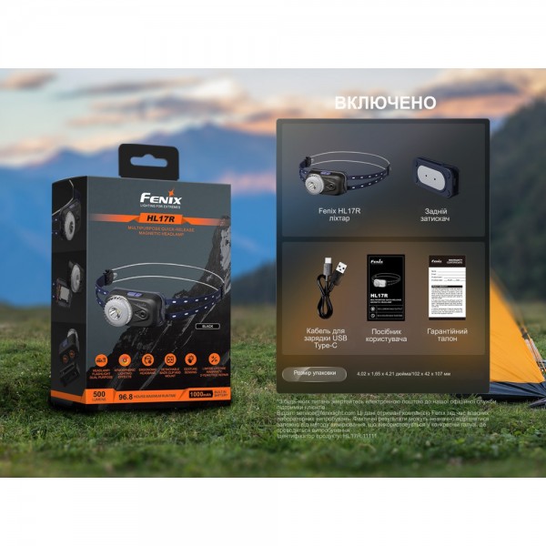 Фонарь налобный Fenix ​​HL17R, черный