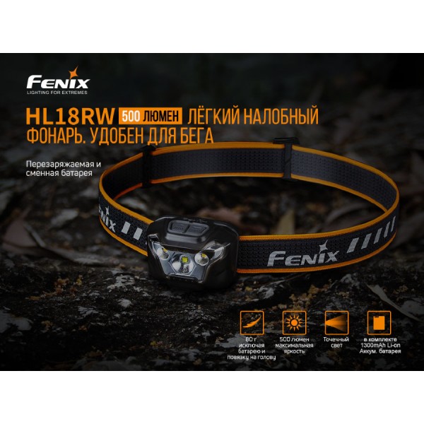 Фонарь Fenix ​​HL18RW + аккумулятор и зарядка.
