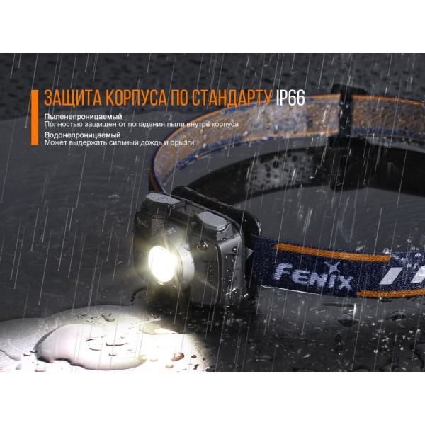 Налобний ліхтар Fenix HL32R (сірий, синій) + акумулятор, кабель