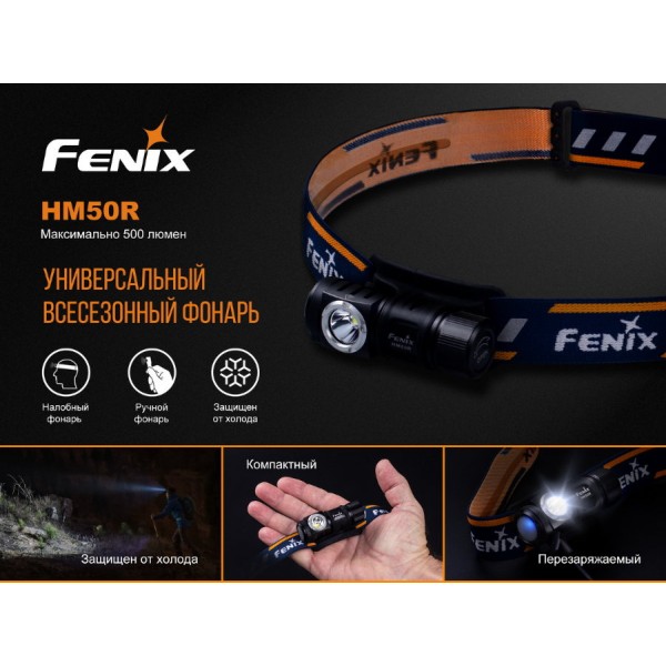 Налобний ліхтар Fenix HM50R + акумулятор Fenix 700 mAh та зарядка