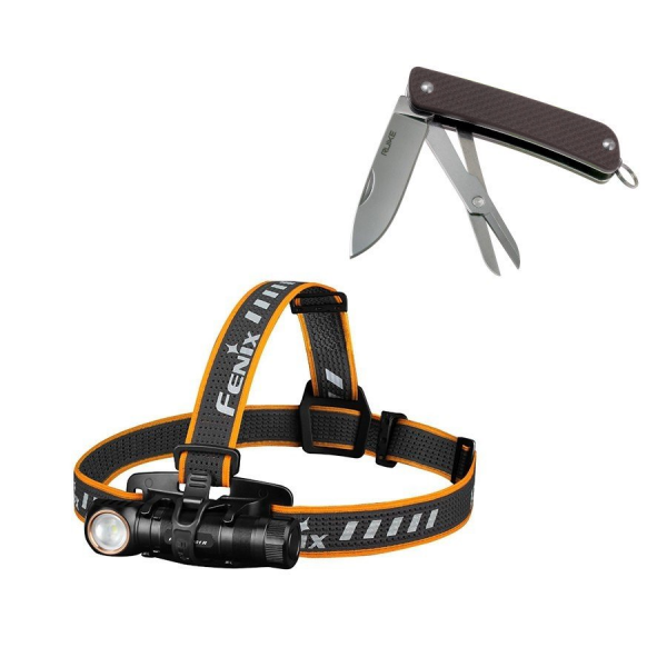 Ліхтар налобний Fenix HM61R V2.0 + Складний ніж Ruike S22 Коричневий 