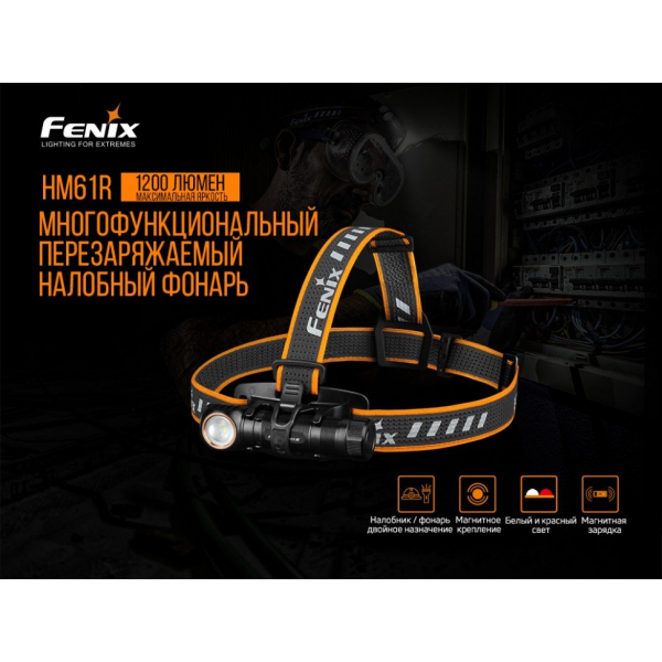 Ліхтар налобний Fenix HM61R V2.0 + Складний ніж Ruike S22 Коричневий 