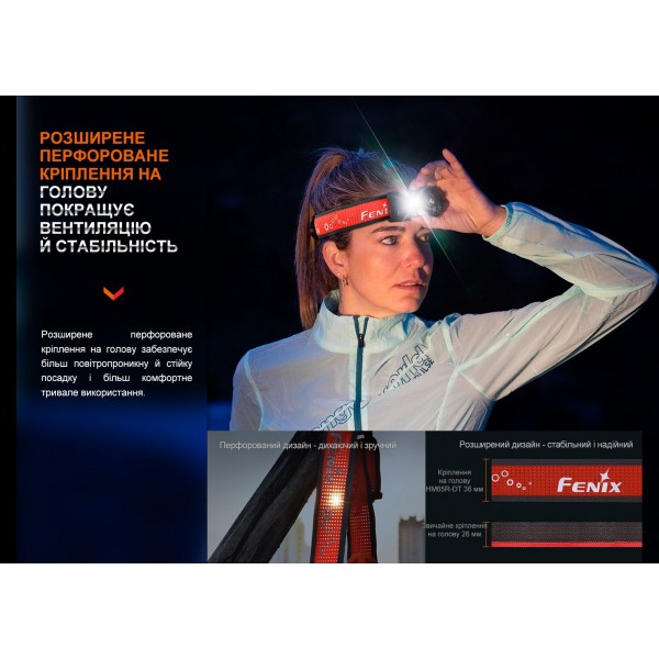 Фонарь налобный для бега Fenix ​​HM65R-DT, фиолетовый