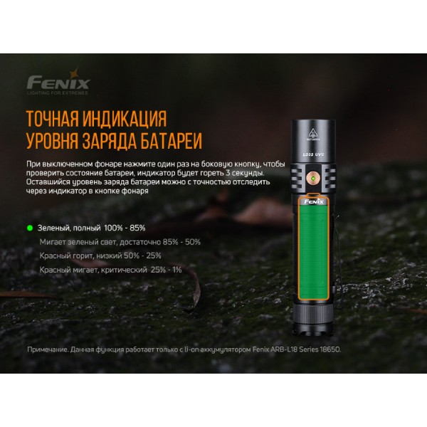 Ліхтар Fenix LD32 UVC + акумулятор. ARB-L18-3500U 
