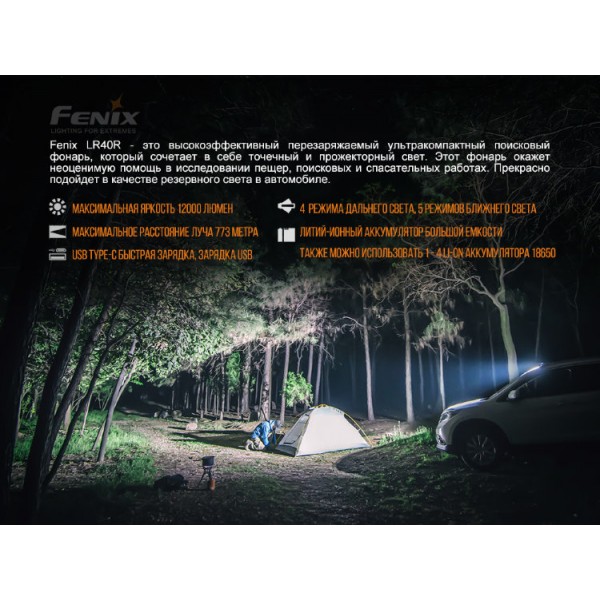 Фонарь Fenix ​​LR40R + аккумулятор Fenix ​​и зарядное устройство 