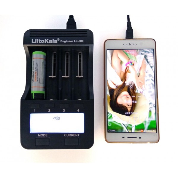 Зарядное устройство для Liitokala Lii-500, 4 канала, Ni-Mh/Li-ion, 220v/12v, Powerbank, Test