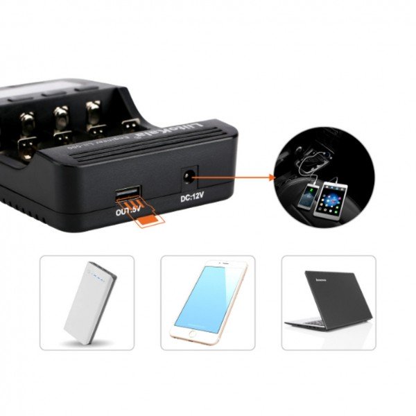 Зарядний пристрій Liitokala Lii-500, 4 канала, Ni-Mh/Li-ion, 220V/12V, Powerbank, Test, LCD, Box