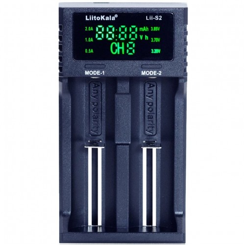Зарядний пристрій Liitokala Lii-S2, 2 канала, Ni-Mh/Li-ion/LiFePo4, USB, LCD, Box