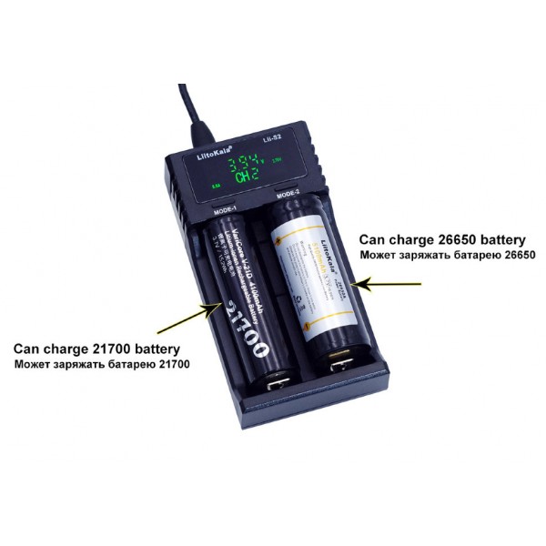 Зарядний пристрій Liitokala Lii-S2, 2 канала, Ni-Mh/Li-ion/LiFePo4, USB, LCD, Box