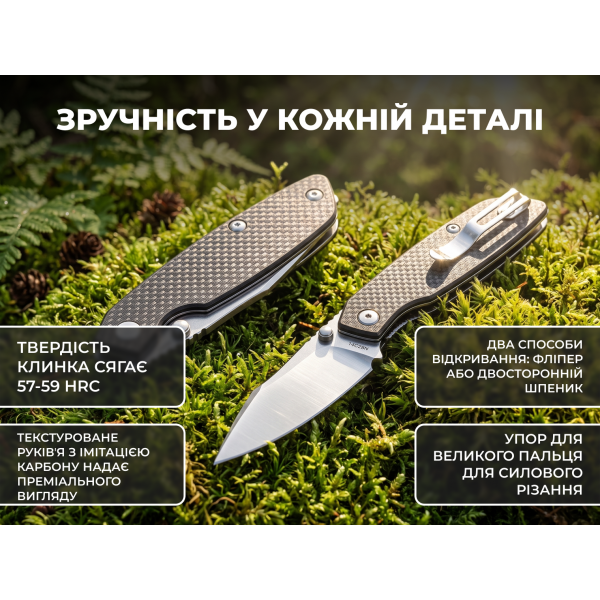 Ніж складаний туристичний Ruike P746-CB, (8 см) 14C28N / G10 чорний