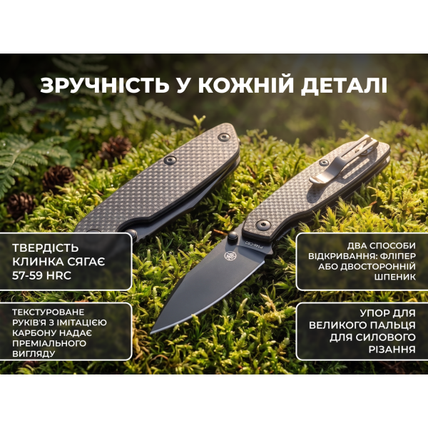 Ніж складаний туристичний Ruike P746-CB2, (8 см) 14C28N / G10 чорний