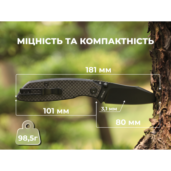 Ніж складаний туристичний Ruike P746-CB2, (8 см) 14C28N / G10 чорний