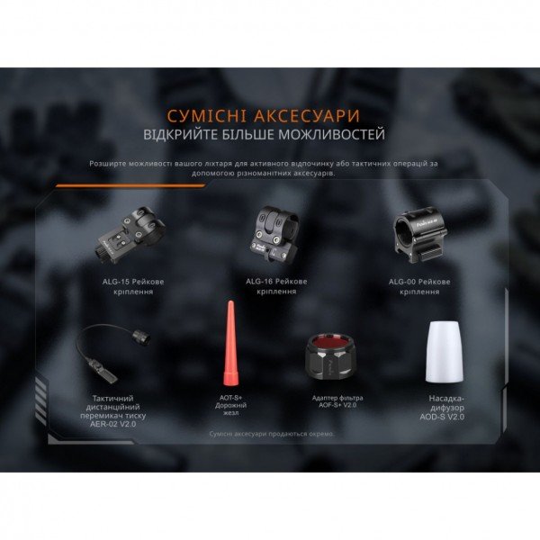 Ліхтар тактичний ручний Fenix PD35R ACE LED 2000 лм + наключний ліхтар CL01 (помаранчевий) | Лімітована серія