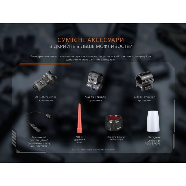 Ліхтар тактичний ручний Fenix PD35R ACE LED 2000 лм + наключний ліхтар CL01 (помаранчевий) | Лімітована серія