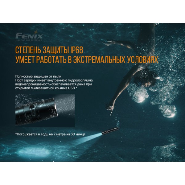Ліхтар Fenix PD36R + акумулятор Fenix 5000 мАг, темляк, чохол, кабель USB type-C 