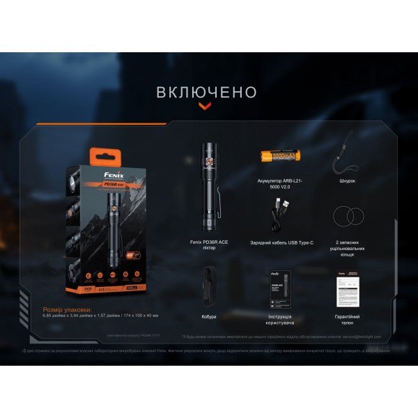 Фонарь тактический ручной Fenix ​​PD36R ACE 3000 лм