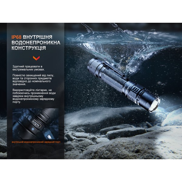 Тактичний ліхтар Fenix PD36R Pro RED + аккумулятор, кабель USB 