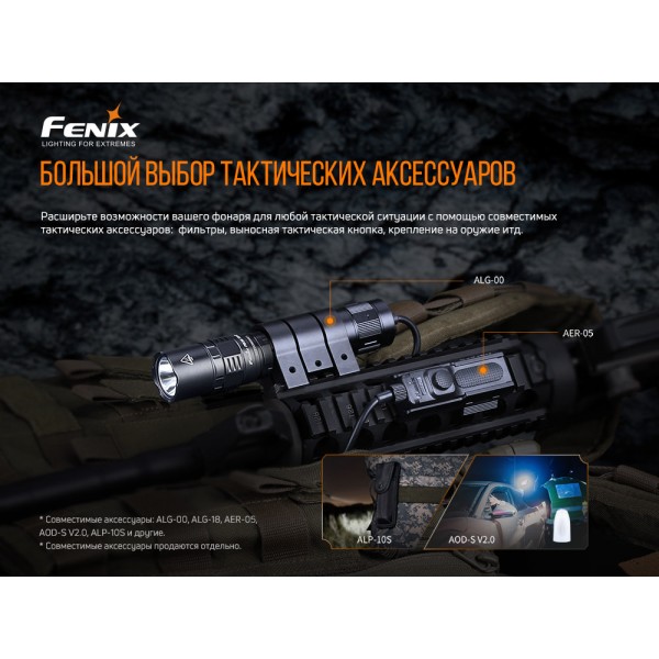 Фонарь ручной Fenix ​​PD36TAC + аккумулятор, кабель USB 