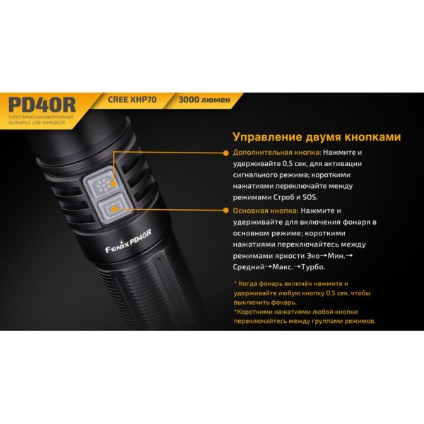Ліхтар Fenix PD40R + акумулятор та зарядка