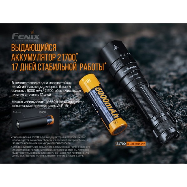 Фонарь Fenix ​​PD40R V2.0 + аккумулятор, кабель USB 