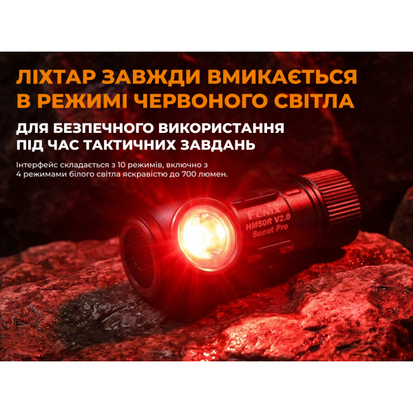 Тактичний налобний ліхтар Fenix Scout Pro (HM50R V2.0) з червоним та зеленим світлом | Лімітована серія