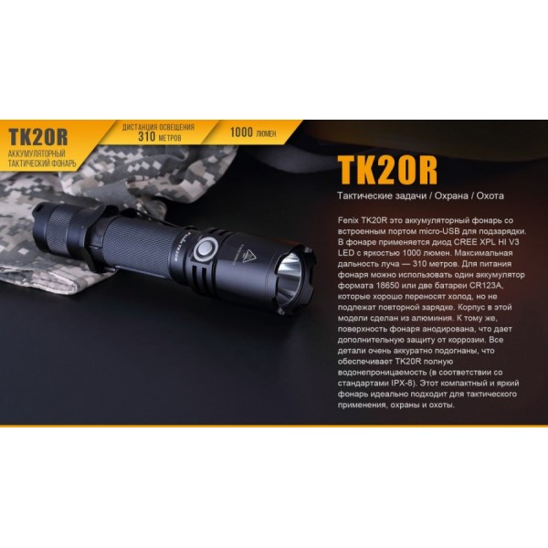 Ліхтар Fenix TK20R + акумулятор, кабель USB