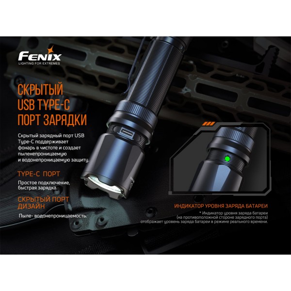 Фонарь ручной Fenix ​​TK20R V2.0 + аккумулятор, USB Type-C кабель 