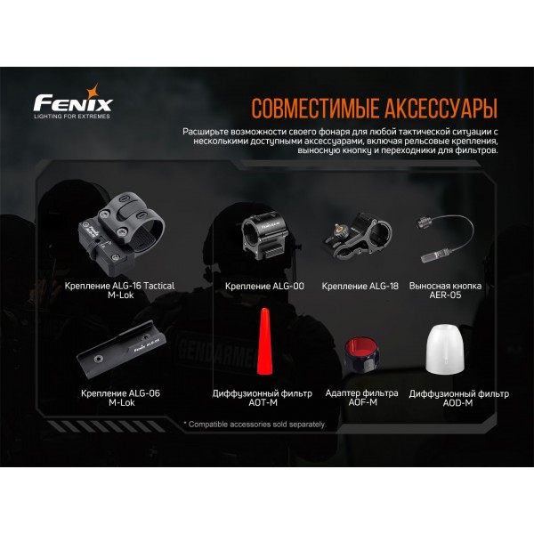 Фонарь ручной Fenix ​​TK20R V2.0 + аккумулятор, USB Type-C кабель 