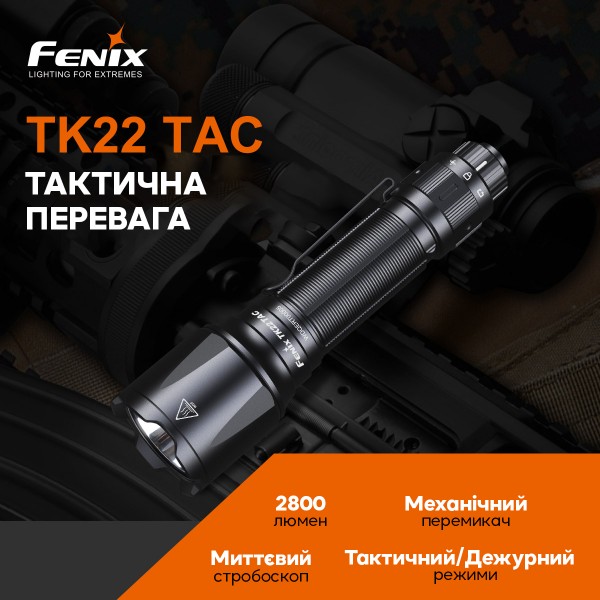 Фонарь ручной Fenix ​​TK22TAC + аккумулятор Fenix, кабель USB Type-C 