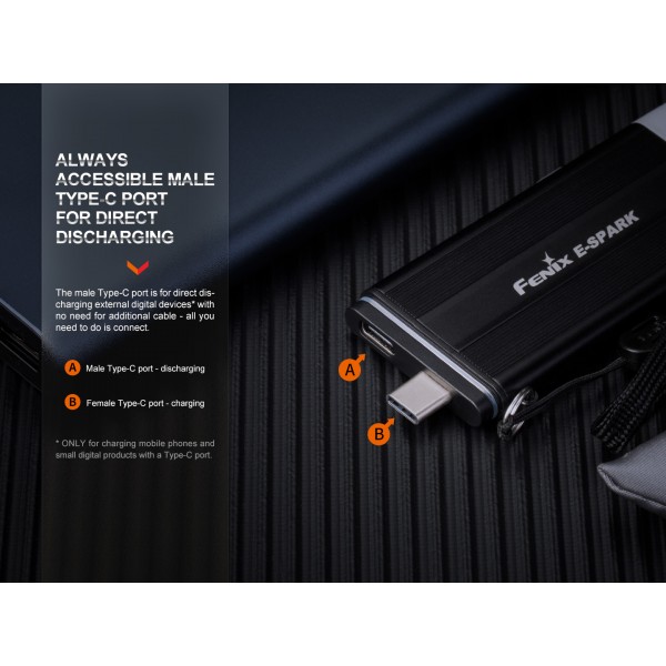Фонарик брелок Fenix ​​E-SPARK с функцией powerbank