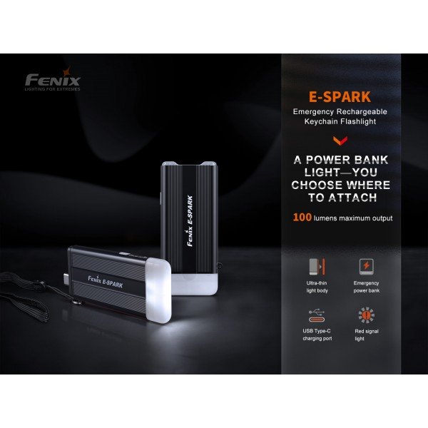 Ліхтарик брелок Fenix E-SPARK з функцією powerbank
